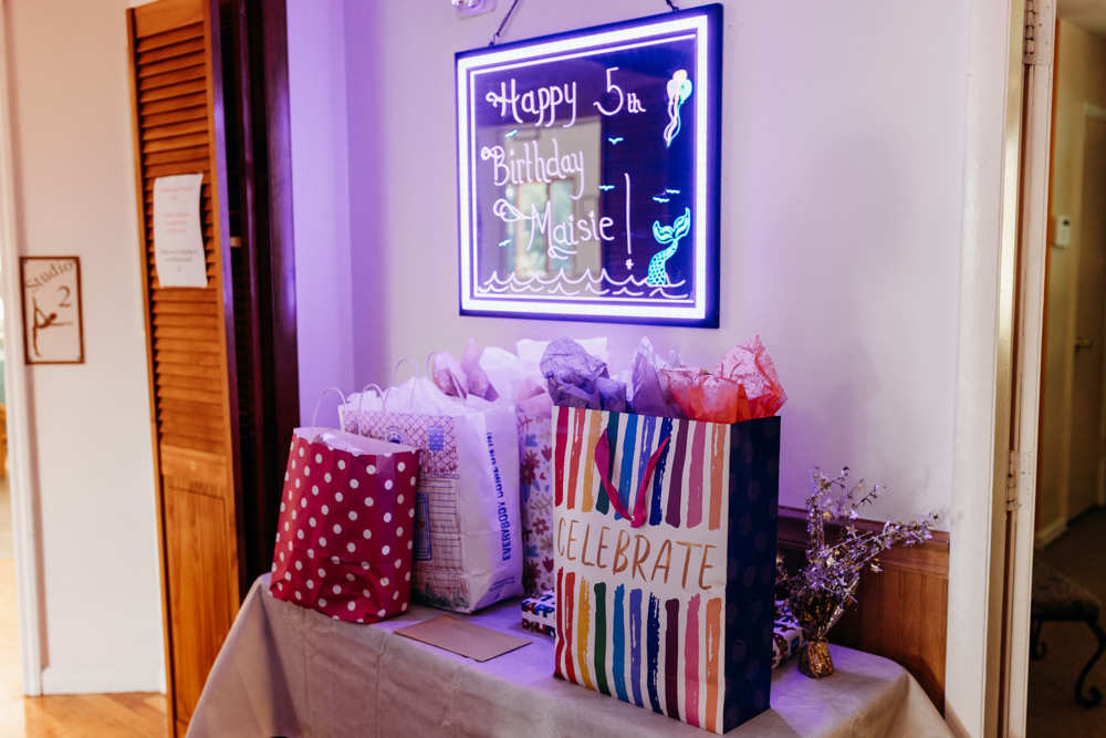 Birthday party gift table